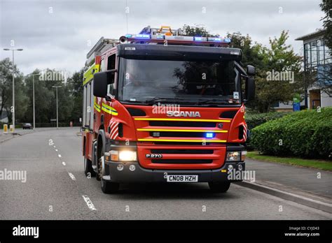 A Fire Brigade Engine From Pontypridd Fire Station In South Wales Uk