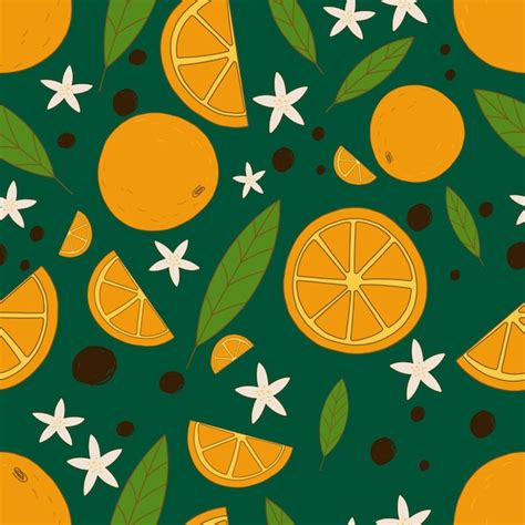 Premium Vector Seamless Pattern With Oranges Vector Illustration