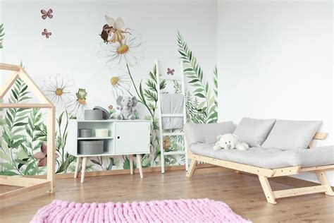 Fairy garden - floral kids wall mural for beautiful walls!