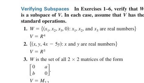 Solved Verifying Subspaces In Exercises Verify That W Chegg