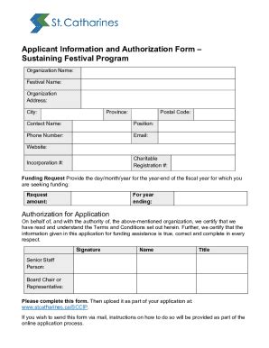 Fillable Online Applicant Information And Authorization Form Fax Email