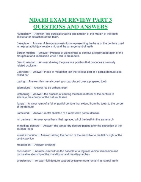 NDAEB EXAM REVIEW PART 3 QUESTIONS WITH CORRECT ANSWERS Browsegrades