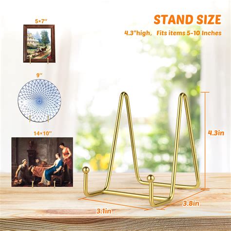 Snapklik 2 Pack 4 Inch Gold Plate Stands For Display Metal