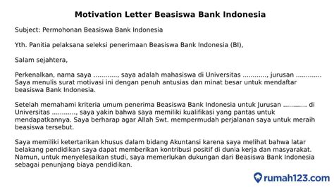 Contoh Motivation Letter Beasiswa Bi Lpdp Dan Lainnya