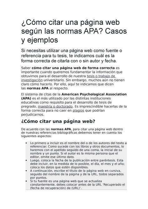 Cómo Citar Una Página Web Según Las Normas Apa ¿cómo Citar Una Página