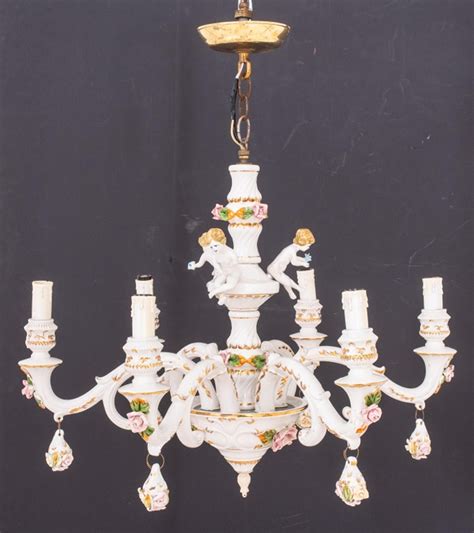 Meissen Style Porcelain Six Light Chandelier For Sale At 1stdibs