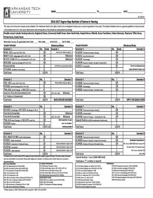 Fillable Online 2016 2017 Degree Map Bachelor Of Science In Nursing Fax