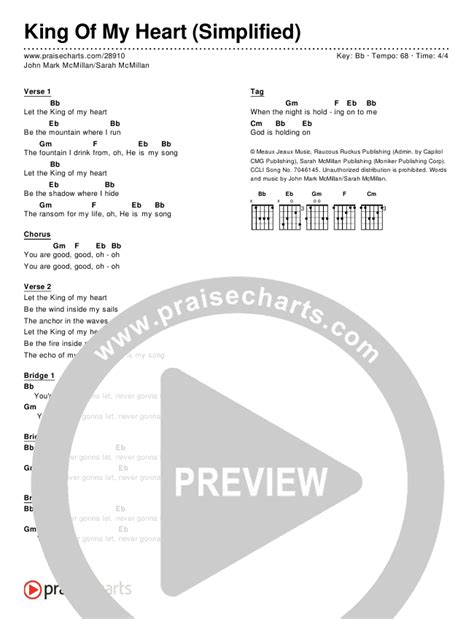 King Of My Heart (Simplified) Chords PDF (John Mark McMillan / Sarah ...