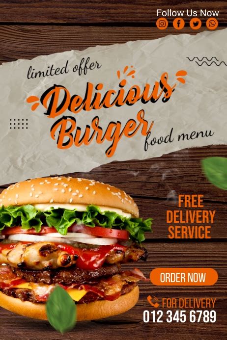 Delicious Burger Ads Template Postermywall