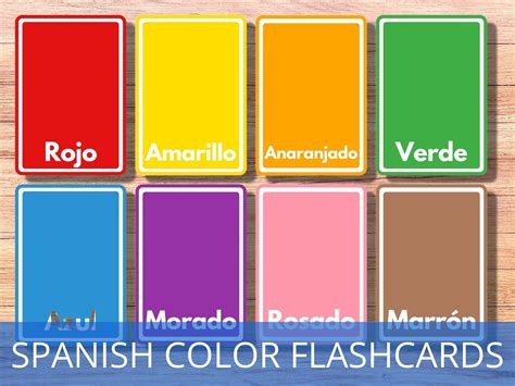 Spanish Colors Printable Flashcards Basic Spanish Vocabulary Etsy Uk