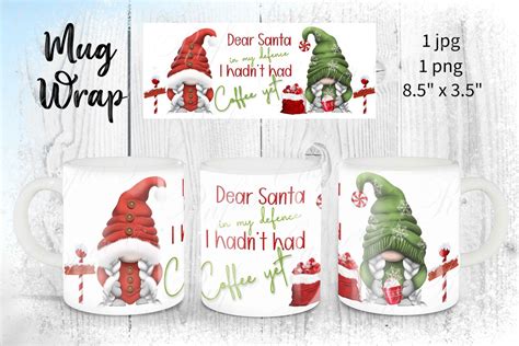 Red Green Christmas Gnome Mug Press Wrap 11oz 15oz Gonk Sublimation Png