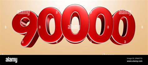 Number 90000 Red 3d Illustration On Light Cream Background Have Work