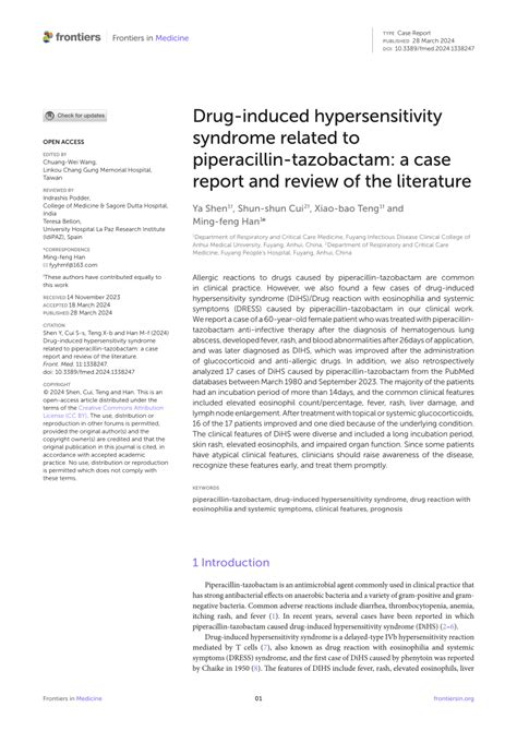 PDF Drug Induced Hypersensitivity Syndrome Related To Piperacillin