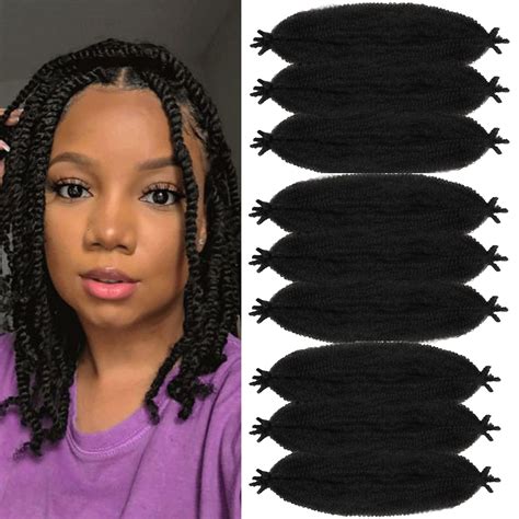 Buy LingGuan Springy Afro Twist Hair 16 Inch 9 Packs Kinky Twist