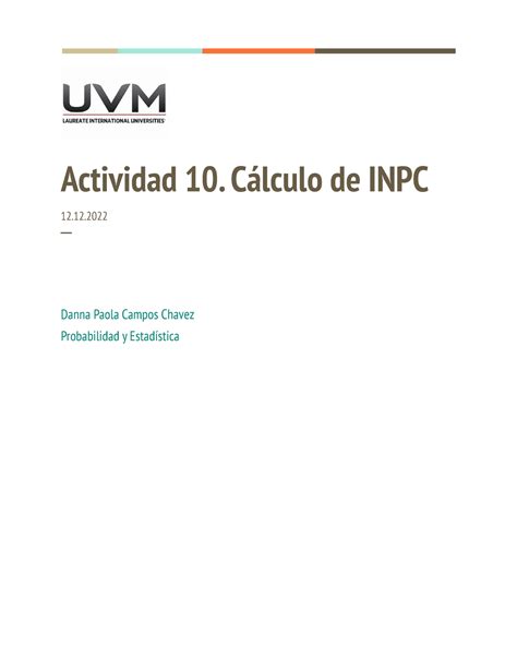 Actividad 10 Cálculo de INPC Actividad 10 Cálculo de INPC 12