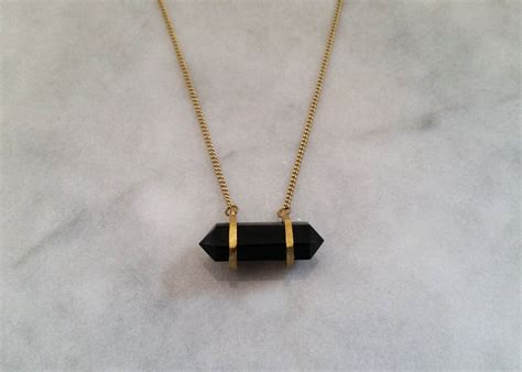 Black Onyx Necklace Black Onyx Pendant by WhiteLiesJewelry on Etsy