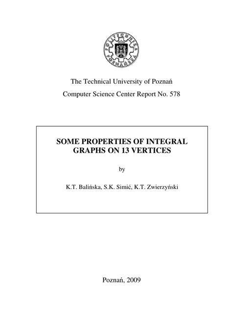 (PDF) SOME PROPERTIES OF INTEGRAL GRAPHS ON 13 VERTICES