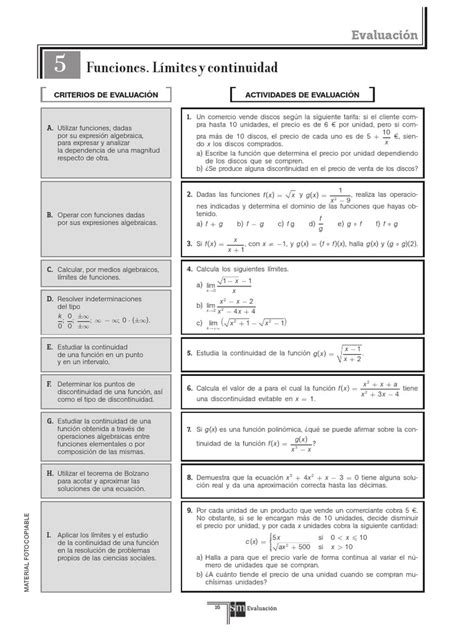 Funciones Limites Y Continuidad Sm Pdf Intervalo Matemáticas Ecuaciones