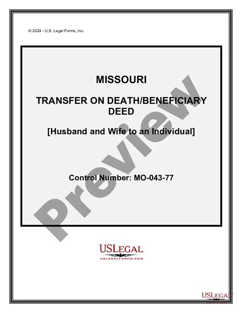 Mo Deed Beneficiary Form With Signature Us Legal Forms