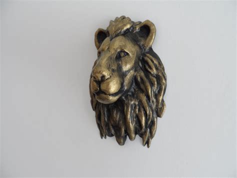 Lion Head Decorgold Painted Lion Headlion Head Wall Decoration Etsy