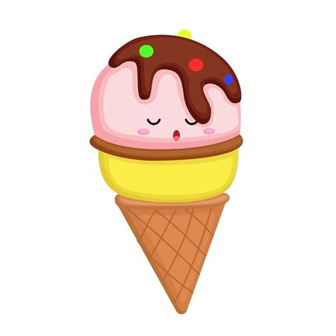 Premium Vector Colorful Cute Ice Cream Cone Dessert Flavor Cartoon