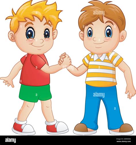 Children Shaking Hands Cartoon