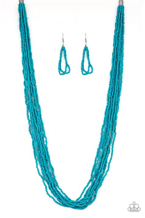 Congo Colada Paparazzi Blue Turquoise Seed Bead Necklace Sugar