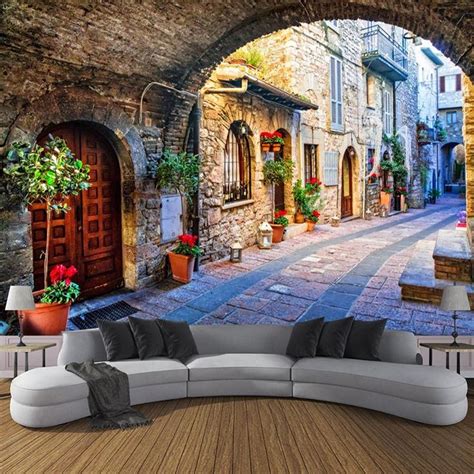 Italian Street Scene Wallpaper Mural Custom Sizes Available 3d