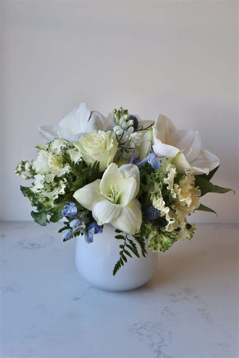 White & Blue Floral Arrangement | Lush Colorful Flowers