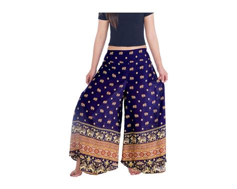 Dark Blue Palazzo Pants Women Hippie Pants Wide Leg Pants Etsy