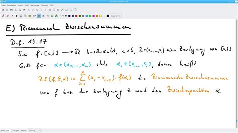 Analysis Teil 78 Woche 13 19 Das Riemann Integral E