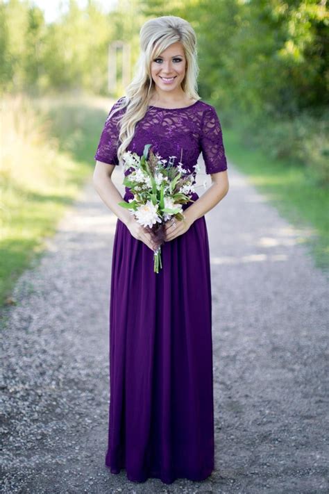 Purple Vintage Lace Bridesmaid Dresses