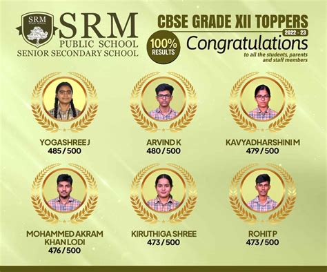 Srm Public School Result 100 In Grade 10 And 12 Board Examination