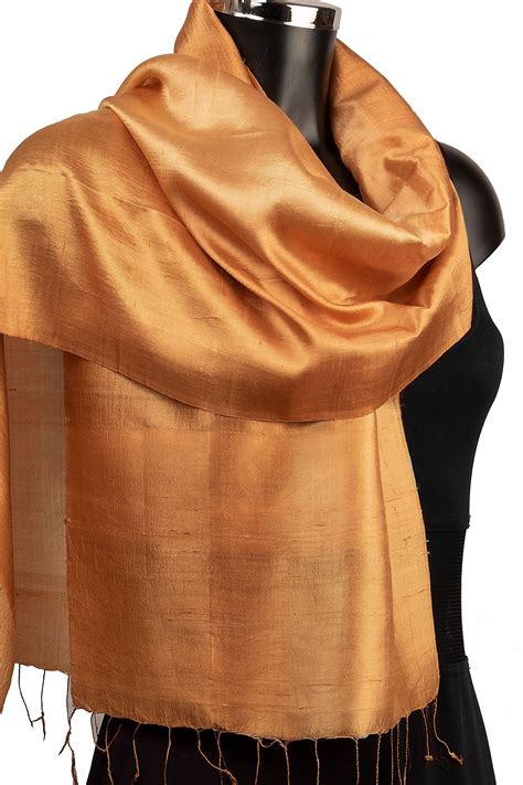 Gold Silk Scarf Raw Silk Handmade Scarf Womens Neck Scarf Fair Etsy