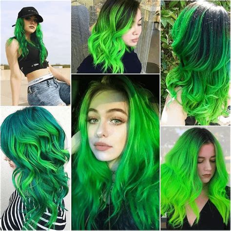 Mecha Verde No Cabelo - Mechas De Cabelo Verde Extensões De Cabelo Azul Petróleo Profundo,