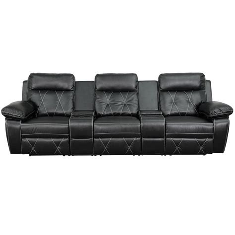 Flash Furniture Reel Comfort Series 3 Seat Reclining Black Leather