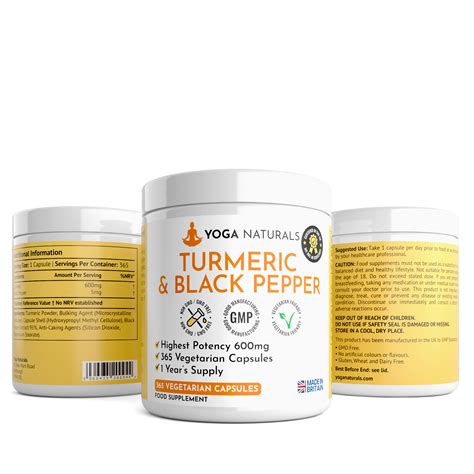Turmeric & Black Pepper 365 | Yoga Naturals Vegetarian Supplement