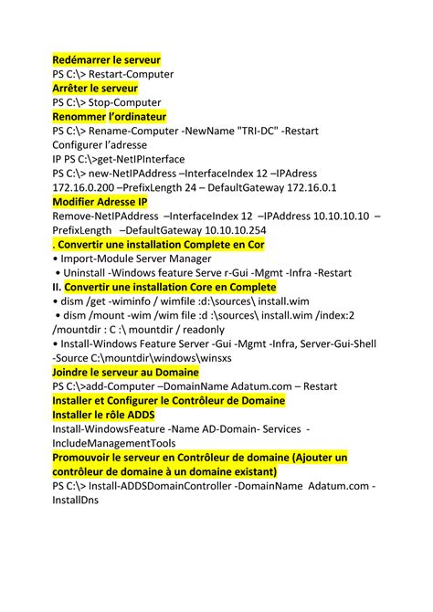 Resume Windows Server Red Marrer Le Serveur Ps C Restart Computer