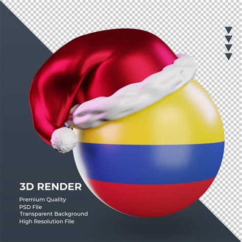 Premium Psd 3d Christmas Santa Claus Cap Colombia Flag Rendering Left