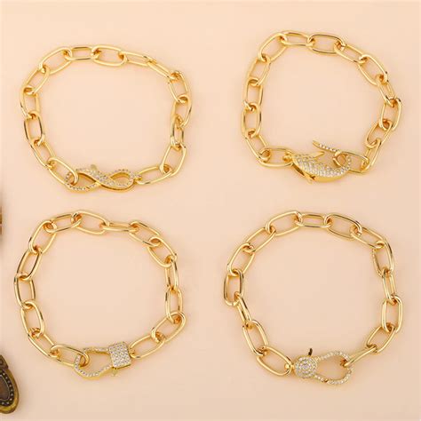 Pulsera De Cadenas Gruesas Para Mujer Brazalete Con Cierre Punk