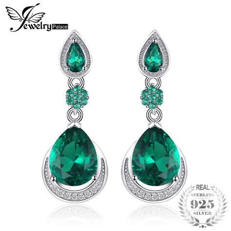 Jewelrypalace Luxo Ct Criado Esmeralda Gota De Gua Brincos