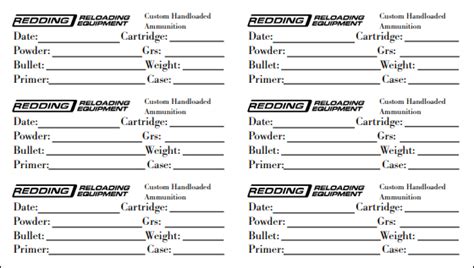 Free Printable Reloading Data Sheets And Box Label Templates Daily Bulletin