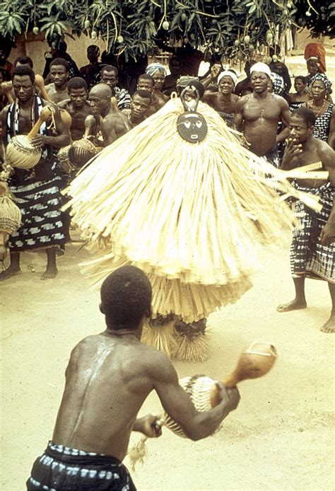 Kple Kple Mask Dancer During A Goli Performance Kondeyaokro Village