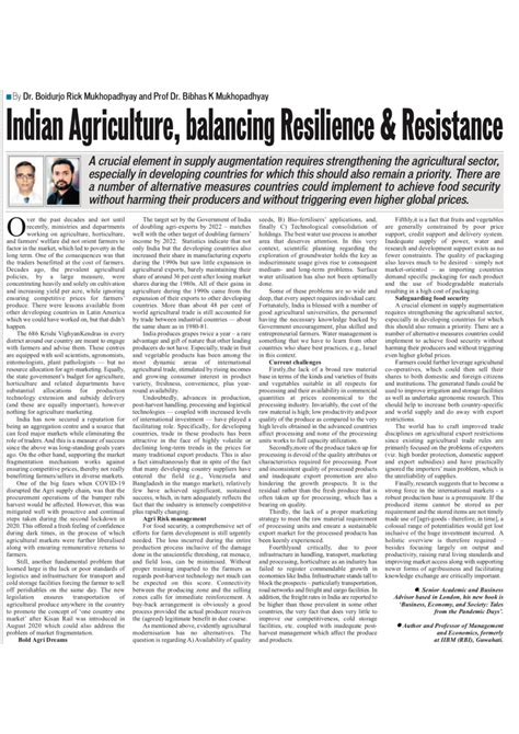 Pdf Indian Agriculture Balancing Resilience And Resistance