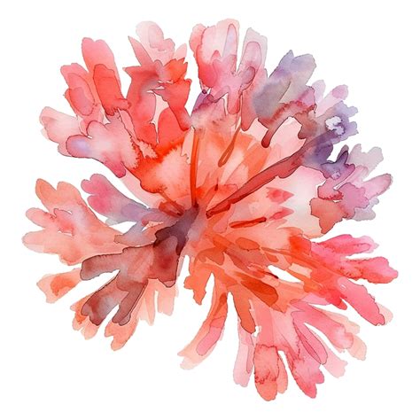 Pink Watercolor Coral Flower Isolated On Transparent Background