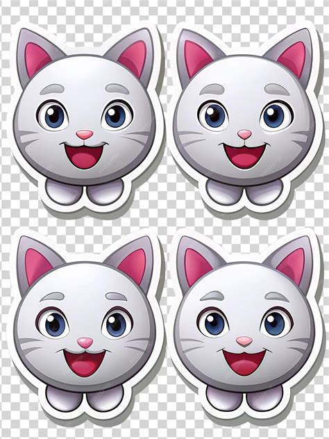 Premium PSD | Set of cartoon cat stickers isolated on transparent ...