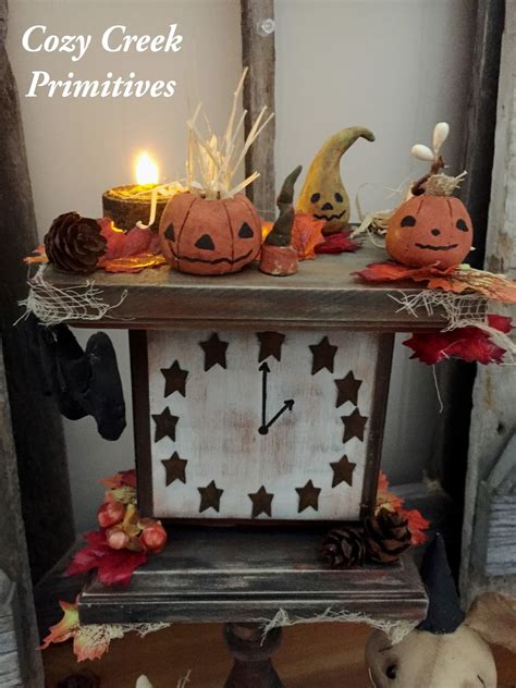 Cozy Creek Primitives: Spooky Halloween Clock Tower! A OOAK Primitive/Folk Art Halloween Doll ...