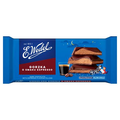 E Wedel Czekolada gorzka smak espresso 100 g kalorie kJ i wartości