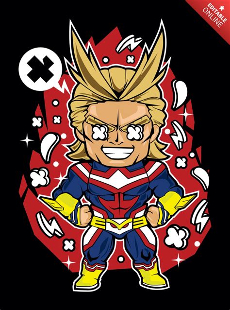 Plantilla De Dise O De Personaje De Dibujos Animados All Might My Hero