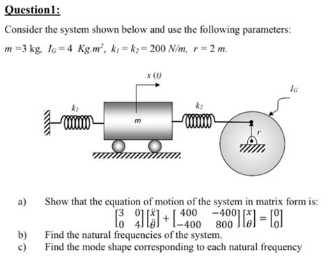 Solved Consider The System Shown Below And Use The Foll